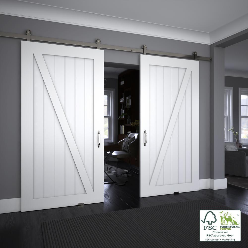 42 in. x 96 in. Z-Shape Solid Core White Primed Interior Barn Door Slab - Super Arbor