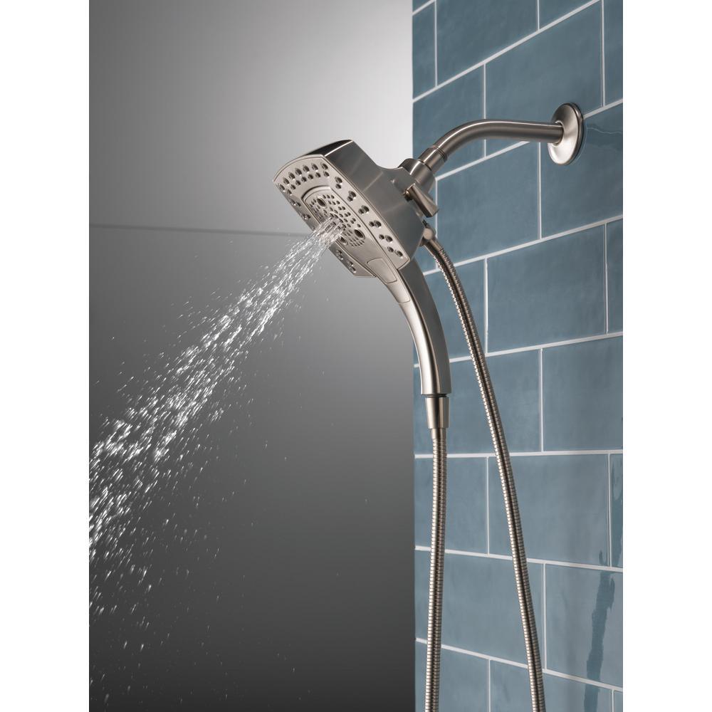 In2ition Two-in-One 5-Spray 5.8 in. Dual Wall Mount Fixed and Handheld Shower Head in Stainless - Super Arbor