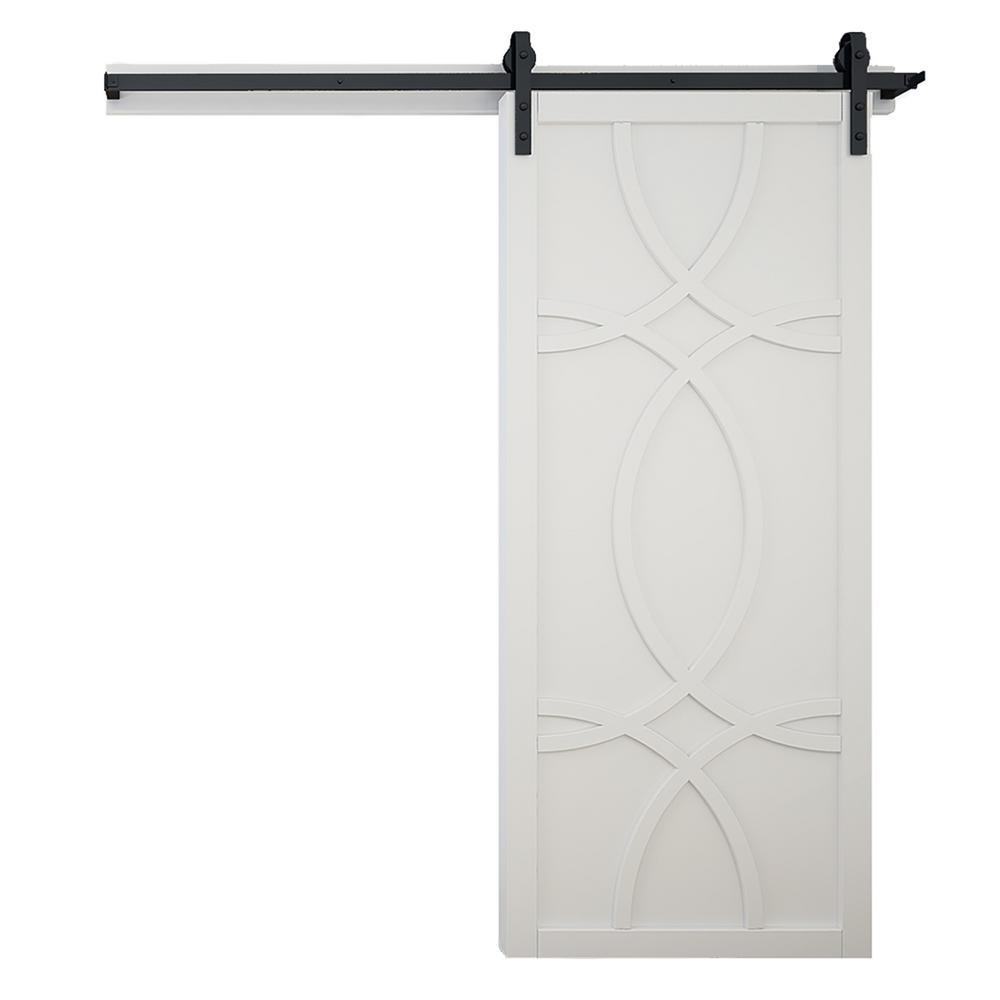 42 in. x 84 in. Hollywood Bright White Wood Sliding Barn Door with Hardware Kit - Super Arbor