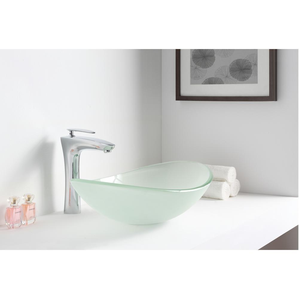 Forza Series Deco-Glass Vessel Sink in Lustrous Frosted - Super Arbor