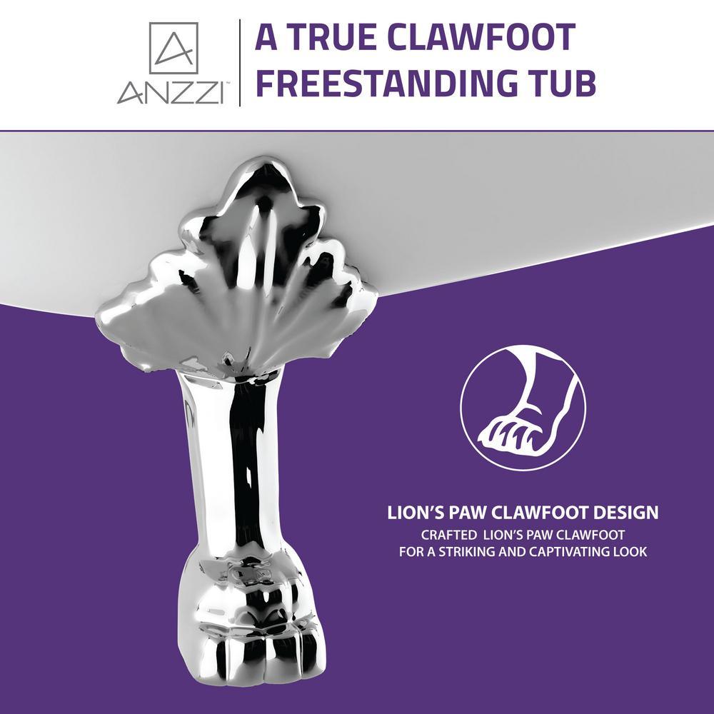 Belissima 69.29 in. Acrylic Double Slipper Clawfoot Non-Whirlpool Bathtub in White with Chrome Lion's Paw Feet - Super Arbor
