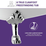 Belissima 69.29 in. Acrylic Double Slipper Clawfoot Non-Whirlpool Bathtub in White with Chrome Lion's Paw Feet - Super Arbor