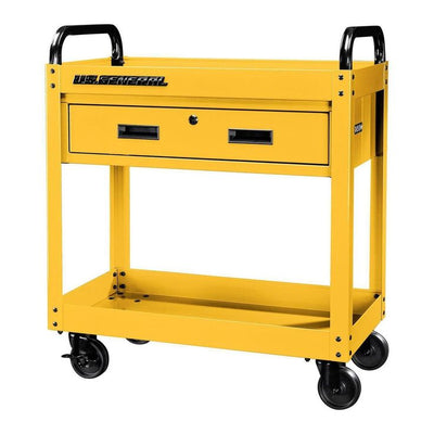 U.S. GENERAL 30 in. Service Cart with Drawer, Yellow