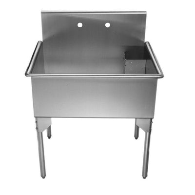 Pearlhaus All-in-One Freestanding Stainless Steel 39-1/8 in. 2-Hole Single Bowl Kitchen Sink in Brushed Stainless Steel