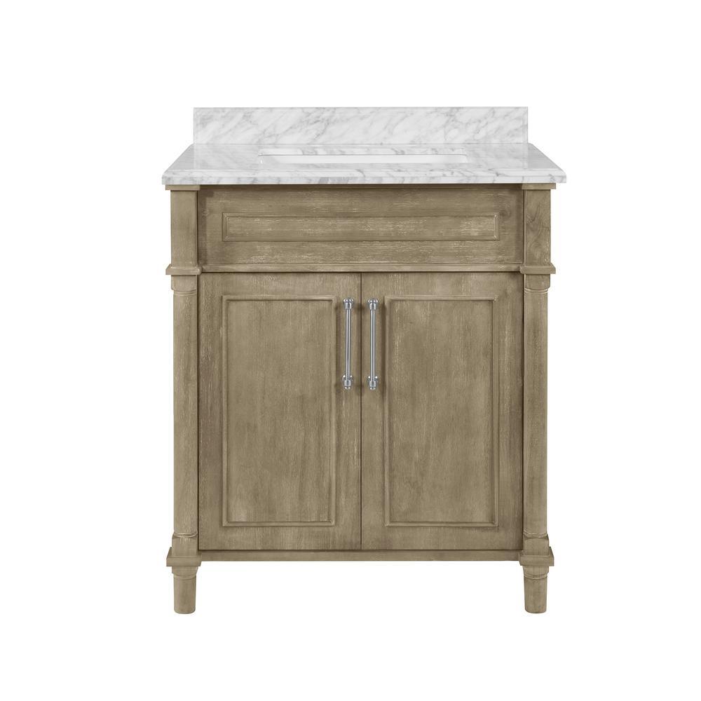 Aberdeen 24 in. W x 20 in. D Bath Vanity in White with Carrara Marble Top with White Sink - Super Arbor