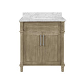 Aberdeen 24 in. W x 20 in. D Bath Vanity in White with Carrara Marble Top with White Sink - Super Arbor