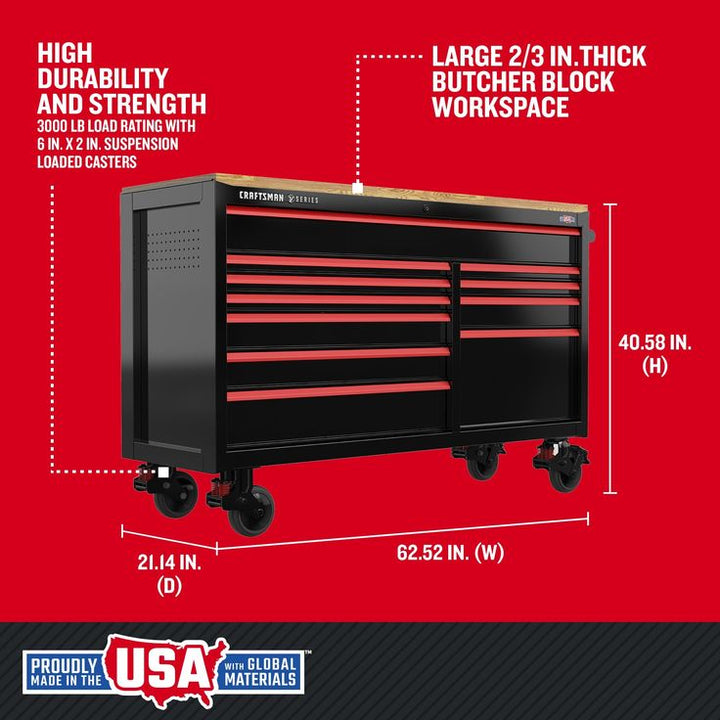 CRAFTSMAN V-Series 63-in W x 40-in H 11-Drawer Steel Rolling Tool