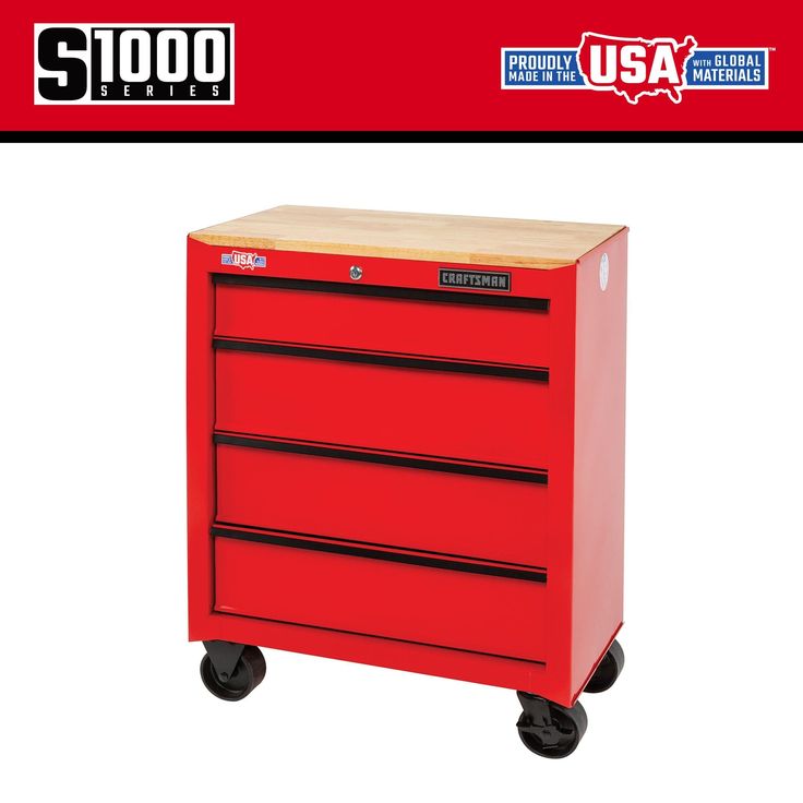 CRAFTSMAN 1000 Series 26.2-in L x 32.5-in H 4-Drawers Rolling Red