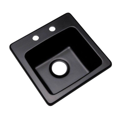 Westminster Dual Mount Granite Composite 16 in. 2-Hole Bar Single Bowl Kitchen Sink in Black