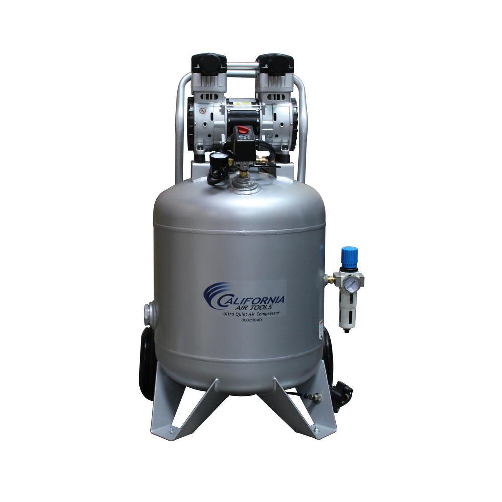 30 Gal. Portable 2.0 HP Ultra-Quiet and Oil-Free Air Compressor with A ...