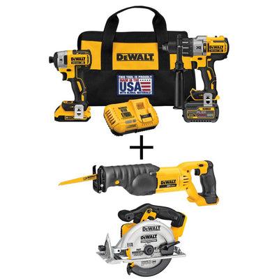 20-Volt MAX Lithium-Ion Cordless Brushless Combo Kit (2-Tool) w/FLEXVOLT and 20V Batteries, Bonus Circ Saw and Recip Saw - Super Arbor