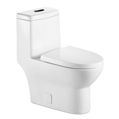 1-piece 1.28 GPF Dual Flush High Efficiency Elongated Toilet in White(Seat Included) - Super Arbor