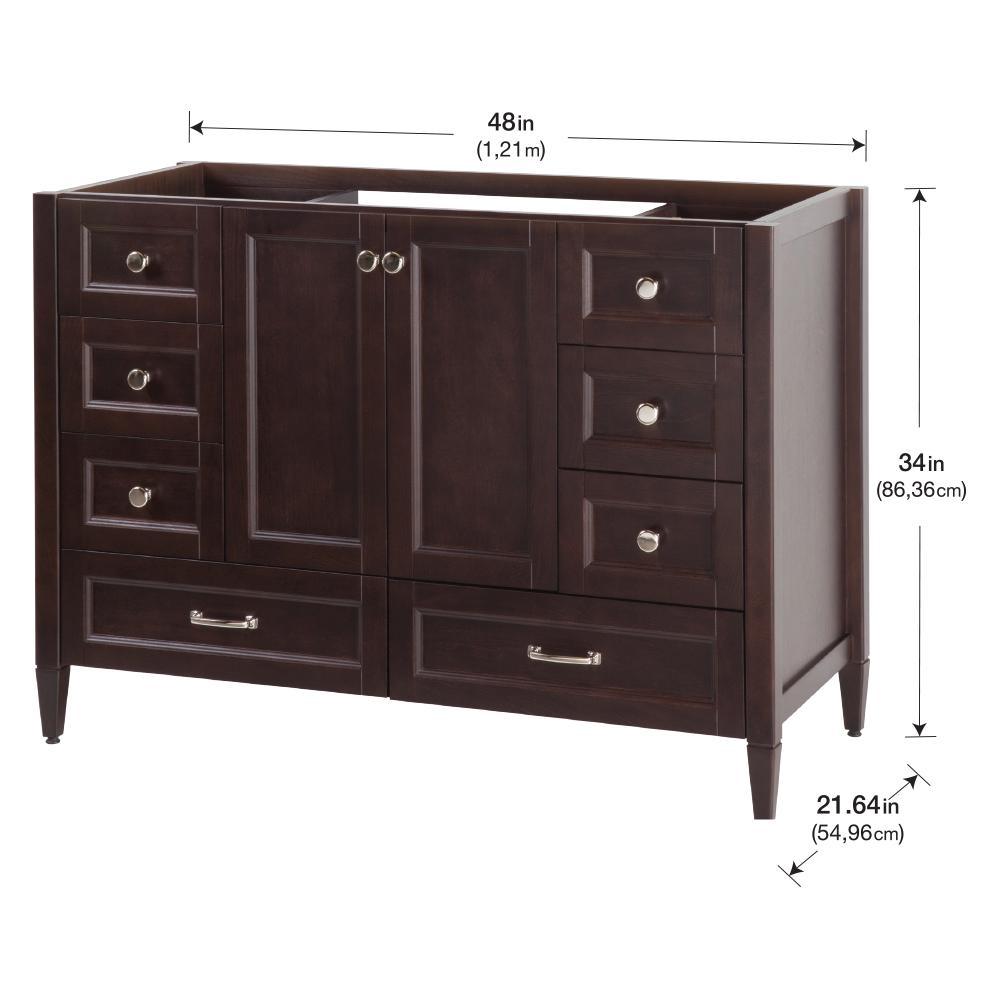 Claxby 48 in. W x 34 in H x 22 in. D Bath Vanity Cabinet Only in Chocolate - Super Arbor