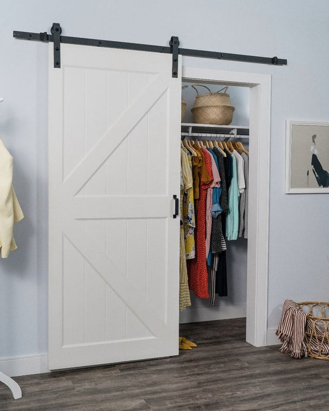 RELIABILT 36-in x 84-in White Primed Mdf Single Barn Door (Hardware Included)