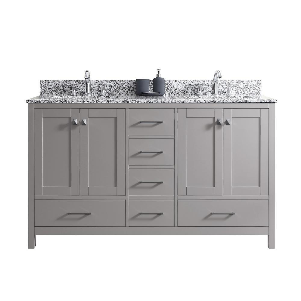 Caroline Madison 72 in. W Bath Vanity in White with Granite Vanity Top in Arctic White Granite with Square Basin - Super Arbor