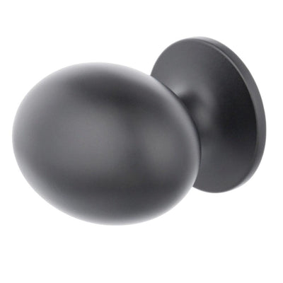 Large Football 1-3/8 in. matte black Classic Oval Cabinet Knob (25-Pack) - Super Arbor