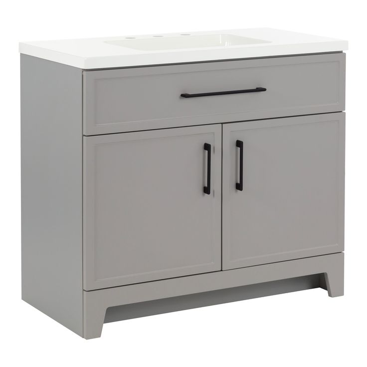 Style Selections Potter 36-in Gray Single Sink Bathroom Vanity with White Cultured Marble Top