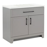 Style Selections Potter 36-in Gray Single Sink Bathroom Vanity with White Cultured Marble Top