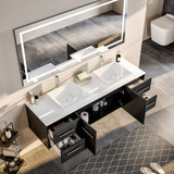 Eviva Totti Wave 72 in. W x 16 in. D x 22 in. H Double Bathroom Vanity, Espresso, White Glassos Top, White Vessel Sinks