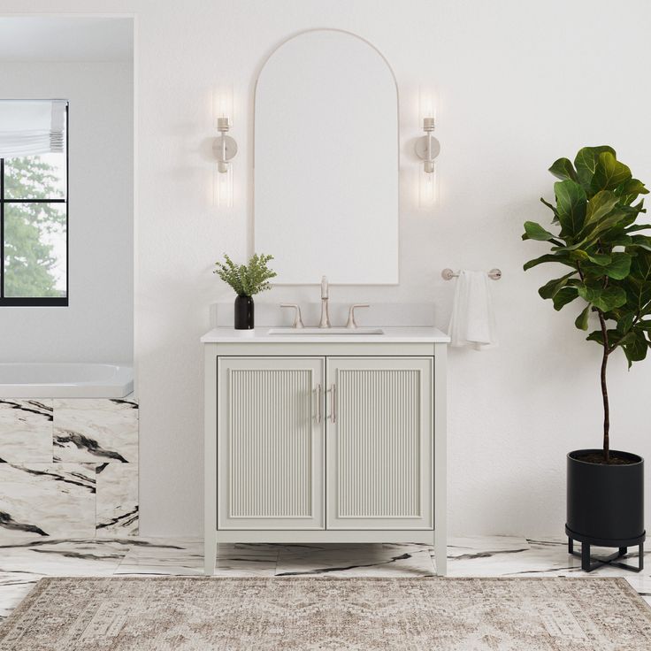 Style Selections Alaia 36-in Muse Gray Undermount Single Sink Bathroom Vanity with White Engineered Stone Top