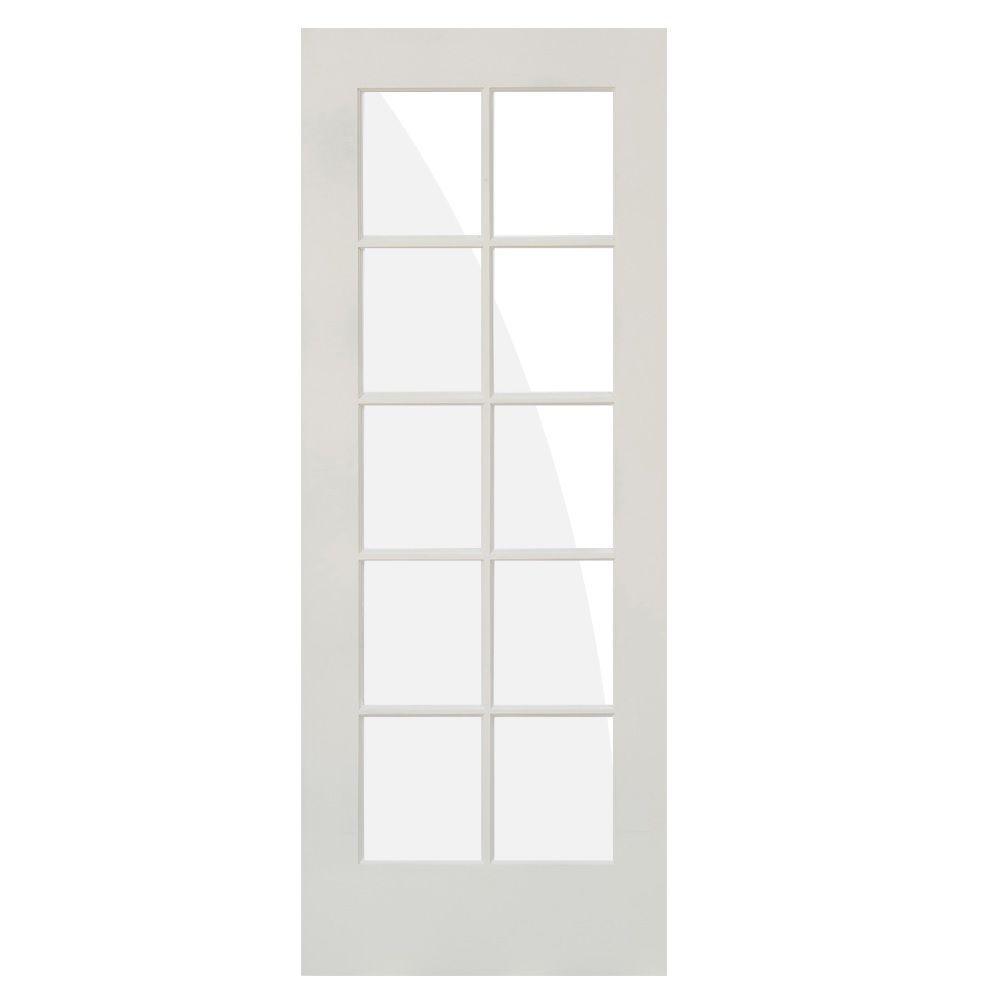 30 in. x 80 in. 10-Lite Solid Hybrid Core MDF Primed Interior Door Slab - Super Arbor