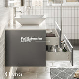 Eviva Totti Wave 30 in. W x 21.5 in. D x 16.5 in. H Floating Bathroom Vanity in Gray with White Glass Top and Vessel Sink