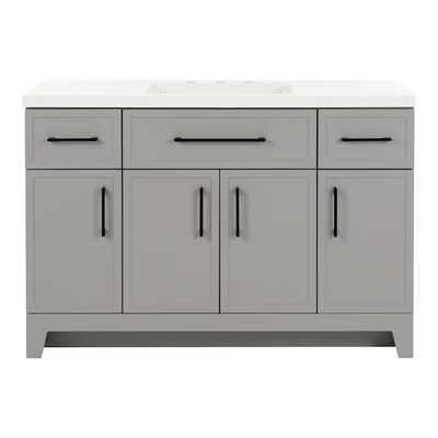 Style Selections Potter 48-in Gray Single Sink Bathroom Vanity with White Cultured Marble Top