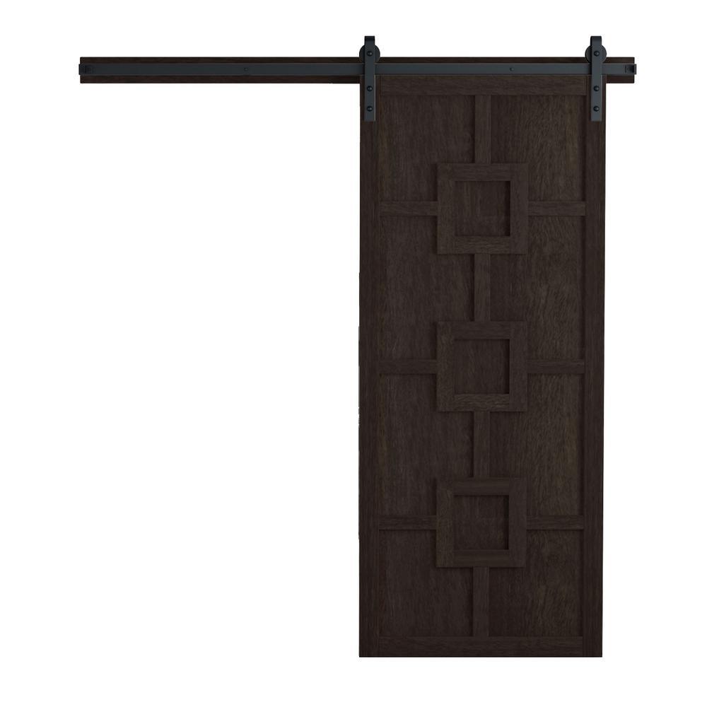 42 in. x 84 in. Mod Squad Bright White Wood Sliding Barn Door with Hardware Kit - Super Arbor