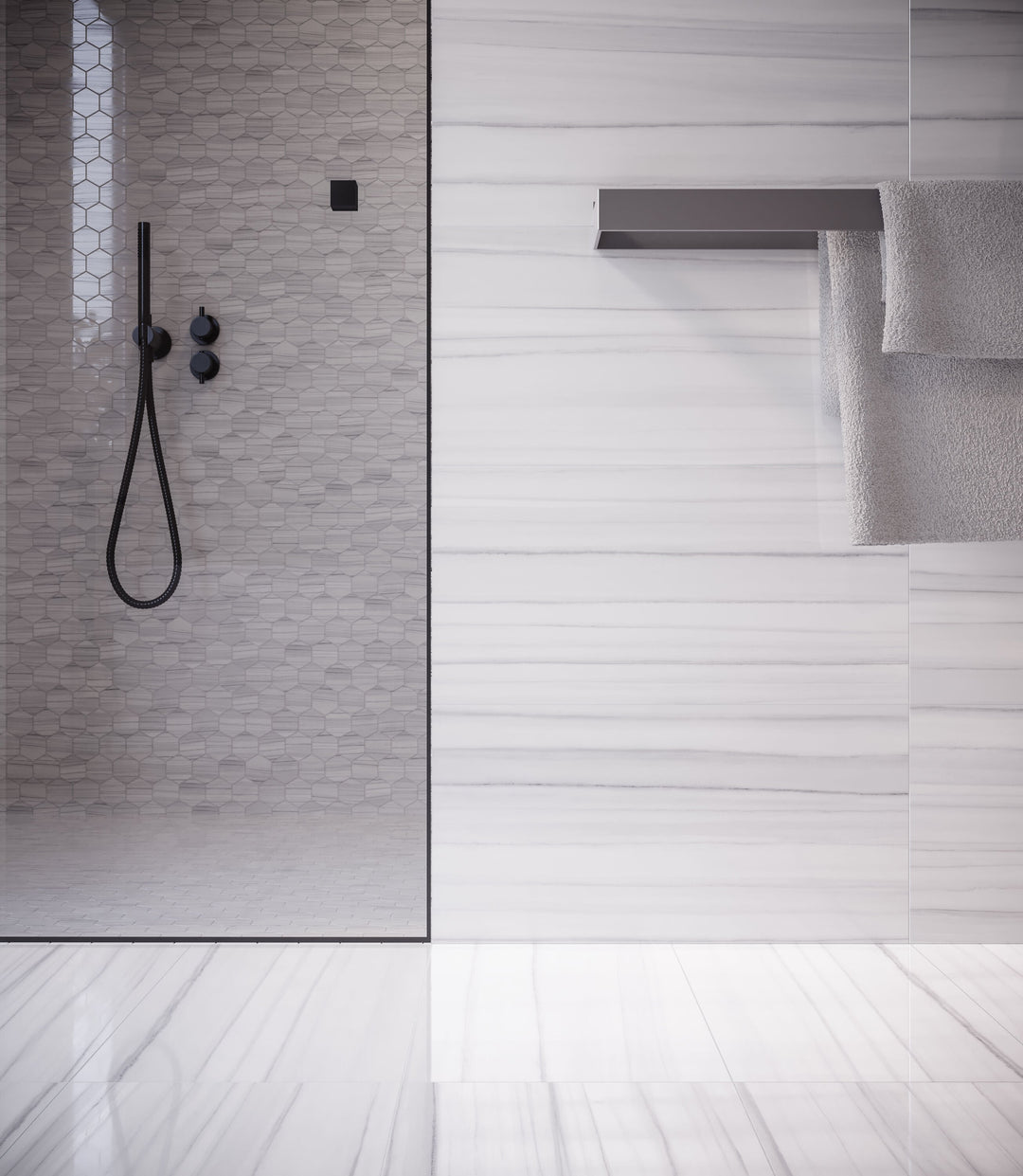 Satori Zebrino Ash 12-in x 12-in Polished Porcelain Marble Look
