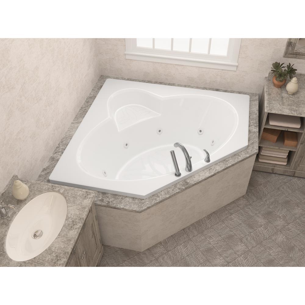 Malachite 5 ft. Acrylic Corner Drop-in Whirlpool Bathtub in White - Super Arbor