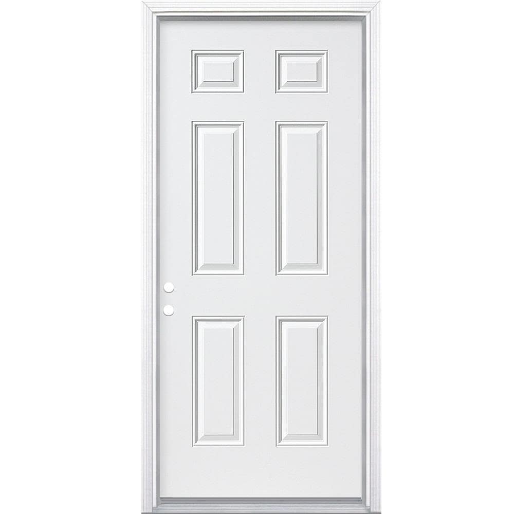 Therma-Tru Benchmark Doors 36-in x 80-in Steel Right-Hand Inswing Ready-to-Paint Unfinished Prehung Single Front Door with Brickmould