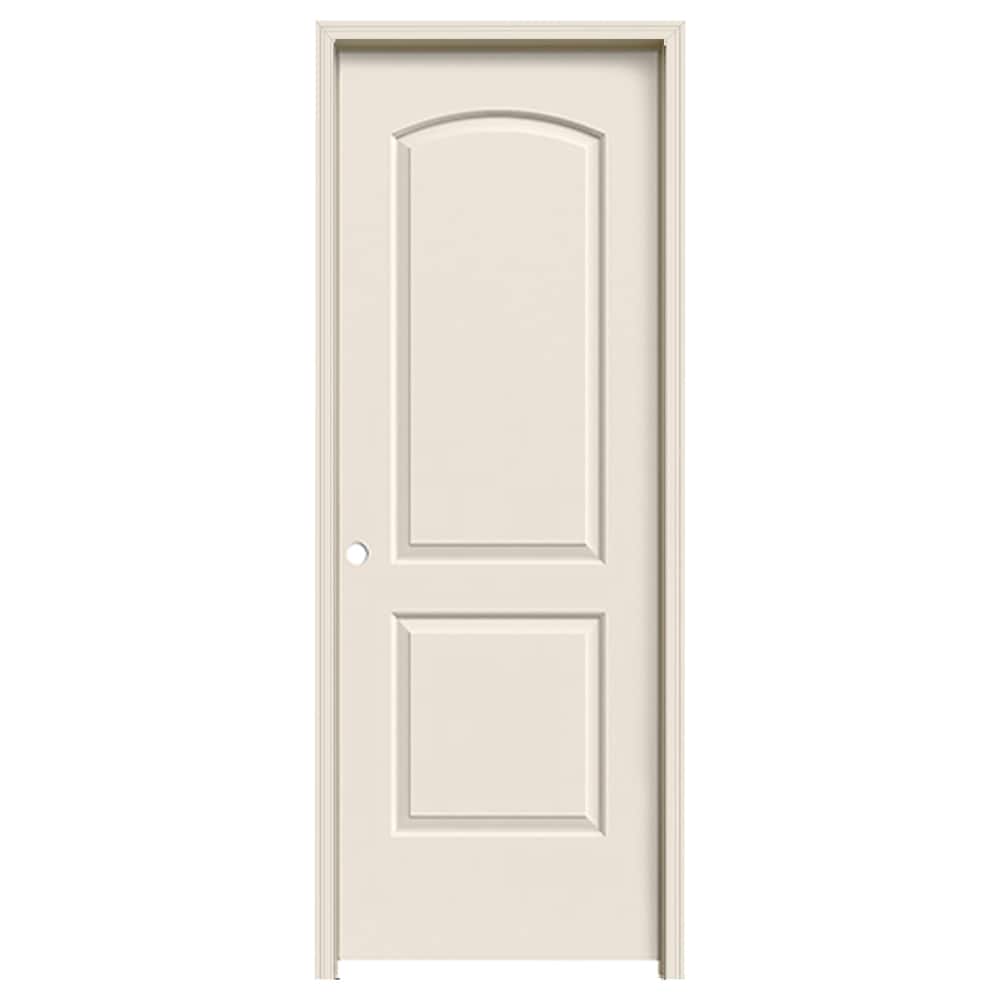 JELD-WEN Continental 36-in x 80-in Primed 2-Panel Round Top Hollow Core Molded Composite Left-Hand Single Prehung Interior Door