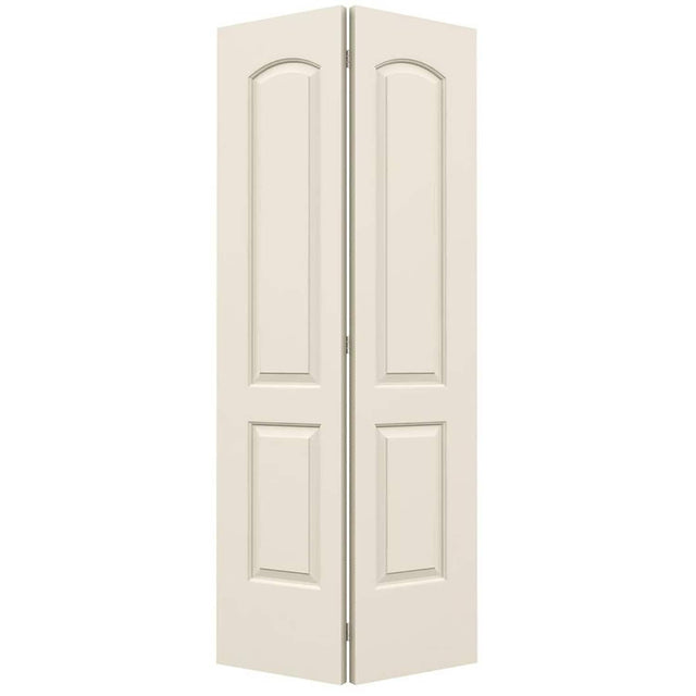 JELD-WEN Continental 24-in x 80-in Primed 2-Panel Round Top Molded Composite Bifold Door, Hollow Core, Hardware Included