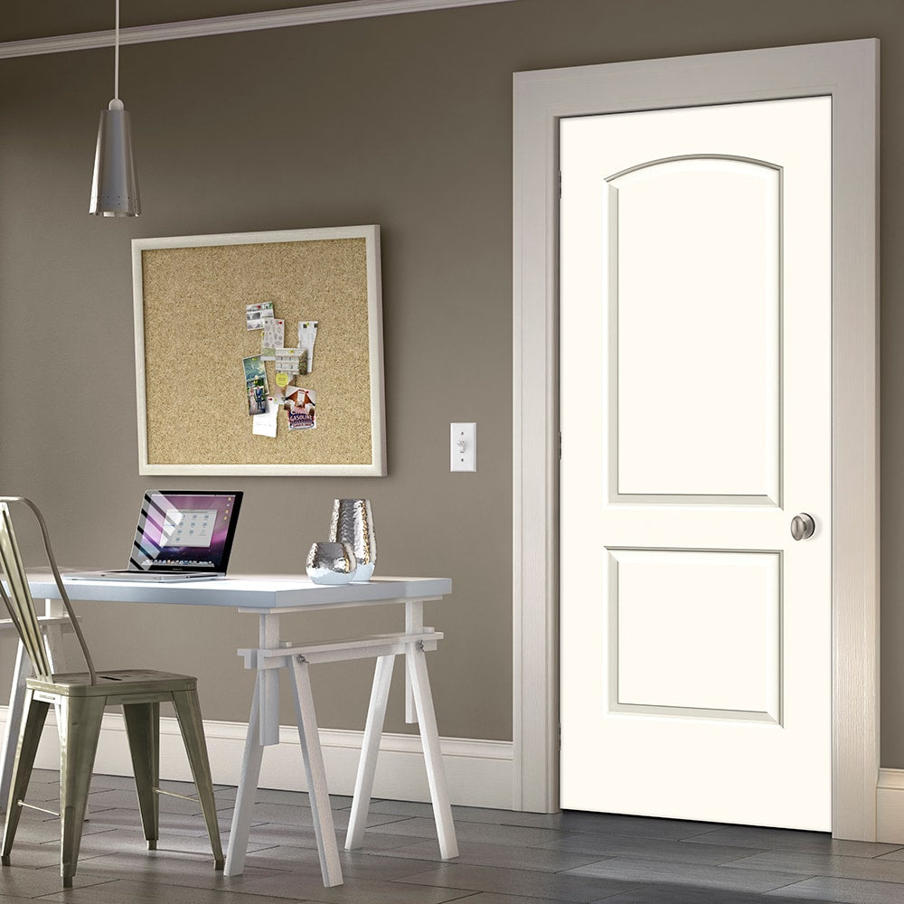 JELD-WEN Continental 36-in x 80-in Primed 2-Panel Round Top Hollow Core Molded Composite Left-Hand Single Prehung Interior Door
