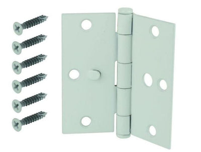 3-1/2 in. White Square Corner Security Door Hinge