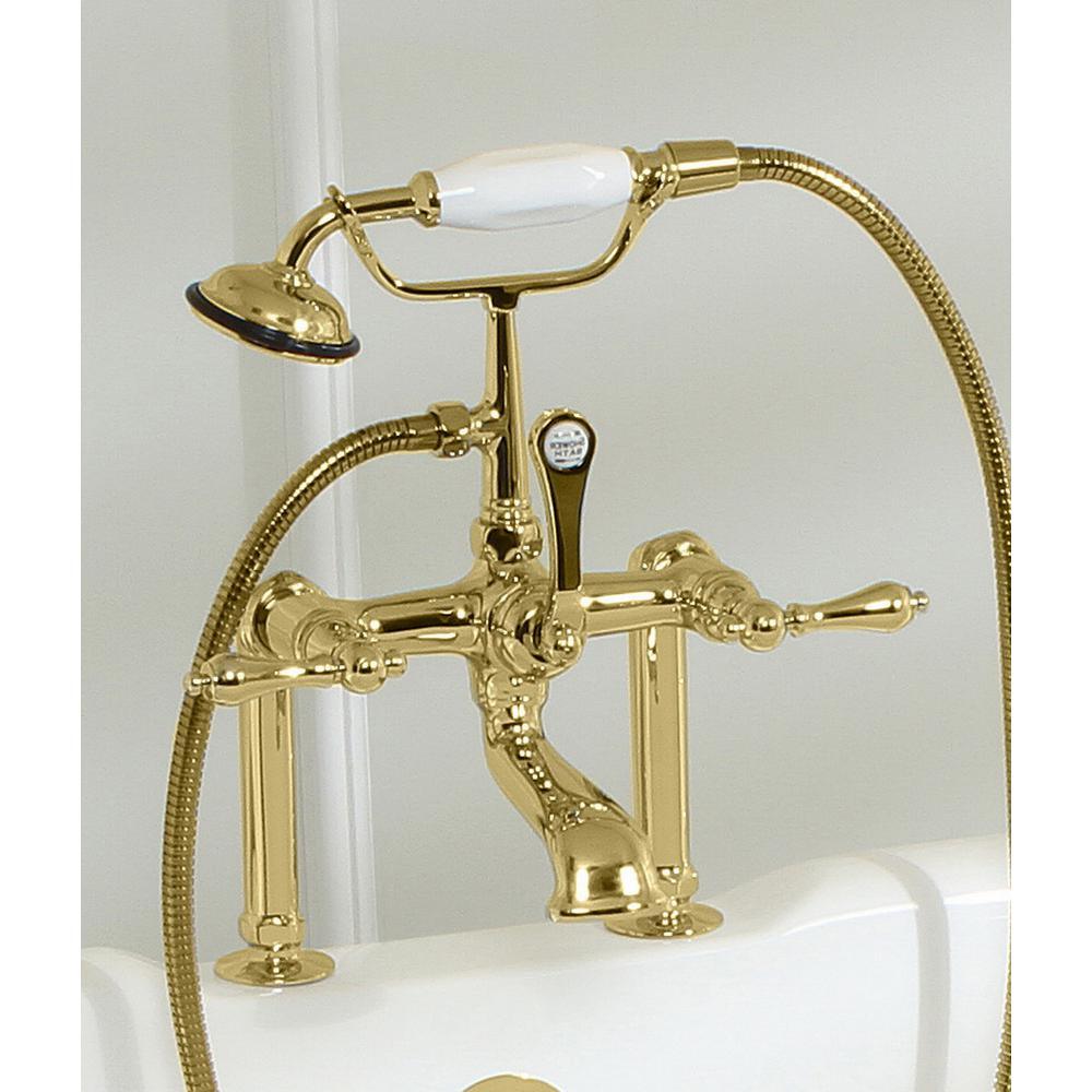 Slipper 62 in. Cast Iron Clawfoot Bathtub in White with Faucet Combo in Polished Brass - Super Arbor