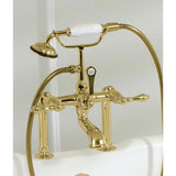 Slipper 62 in. Cast Iron Clawfoot Bathtub in White with Faucet Combo in Polished Brass - Super Arbor