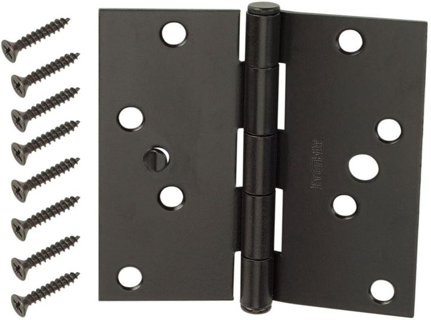 Everbilt 4 in. Oil-Rubbed Bronze Square Corner Security Door Hinges Value Pack (3-Pack)