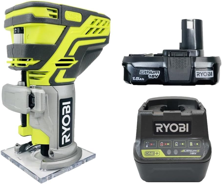 RYOBI 18-Volt ONE+ Cordless Fixed-Base Trim Router Kit with Tool-Free ...