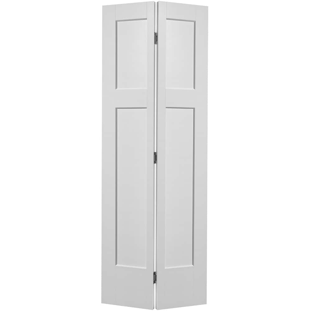 Masonite Heritage 24-in x 80-in Primed White 3-Panel Craftsman Molded Composite Bifold Door, Hollow Core (Hardware Included)