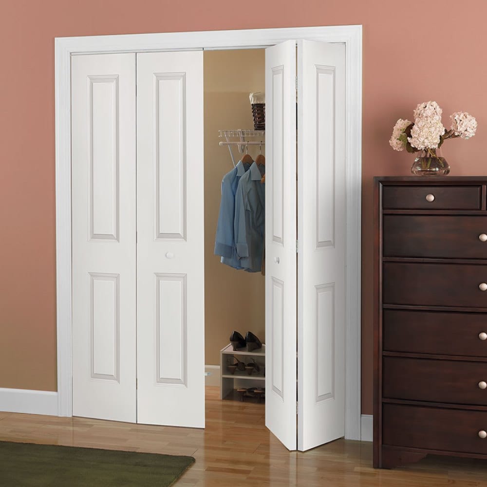 Masonite Traditional 36-in x 80-in Primed 2-Panel Square Molded Composite Bifold Door, Hardware Included