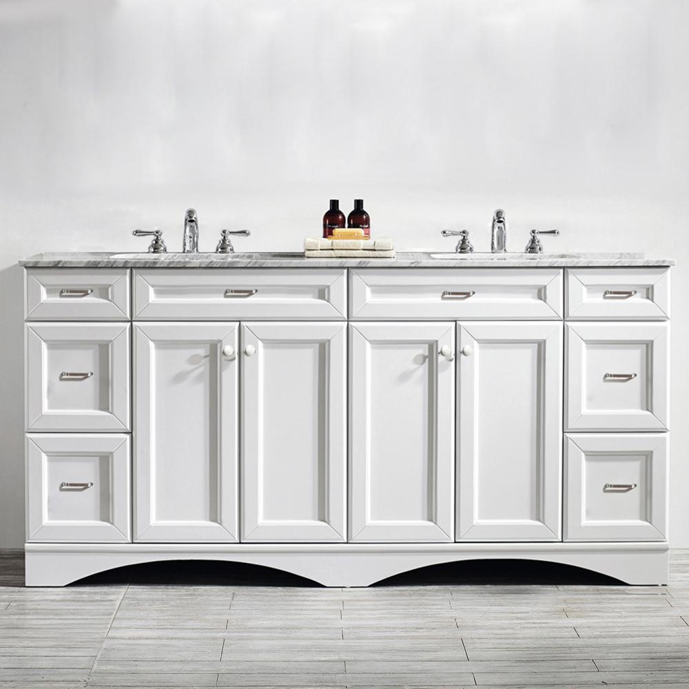 Naples 72 in. W x 22 in. D x 35 in. H Vanity in White with Marble Vanity Top in White with Basin - Super Arbor