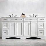 Naples 72 in. W x 22 in. D x 35 in. H Vanity in White with Marble Vanity Top in White with Basin - Super Arbor
