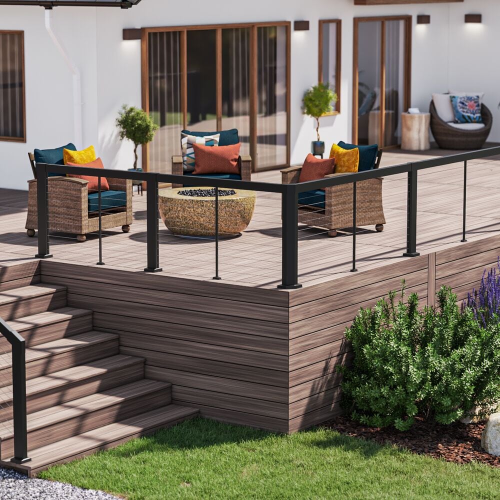 Barrette Outdoor Living Elevation 5.25-in X 4.81-in X 3-ft Matte Black ...