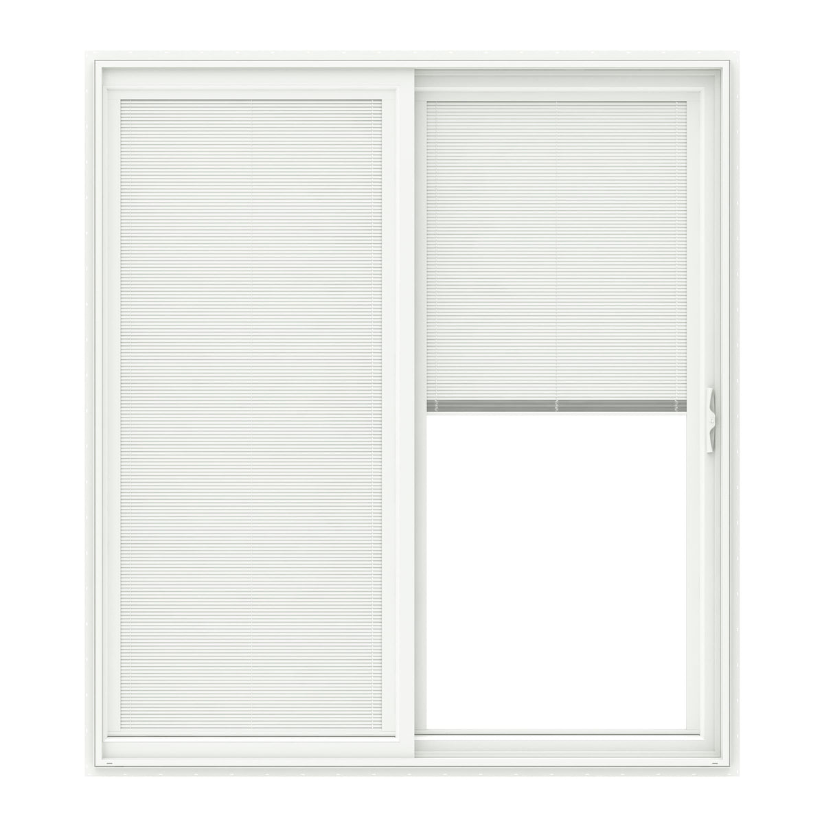 Pella 150 Series 72-in x 80-in x 4-9/16-in Jamb Low‑E Blinds-Between-the-Glass White Vinyl Right-Hand Sliding Double Patio Door