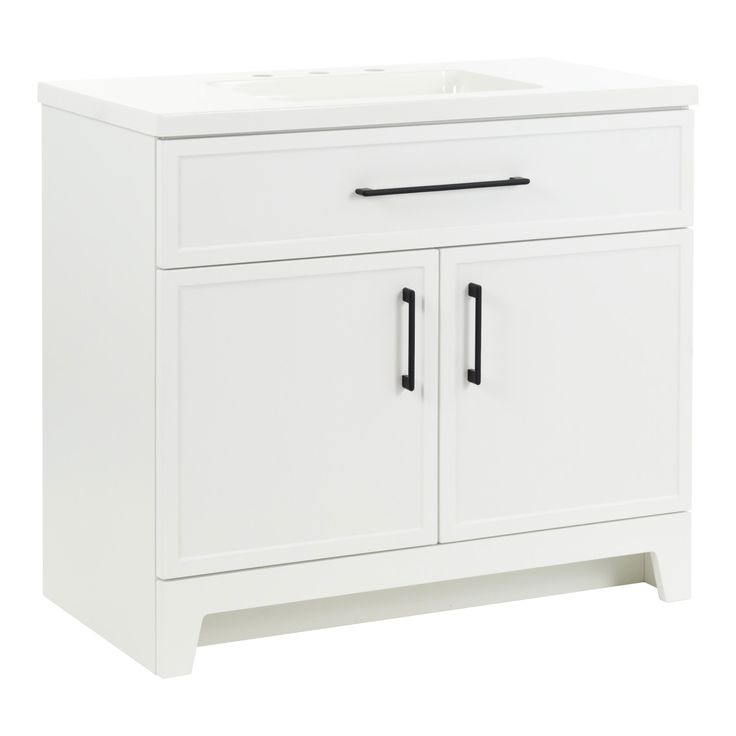 Style Selections Potter 36-in White Single Sink Bathroom Vanity with White Cultured Marble Top
