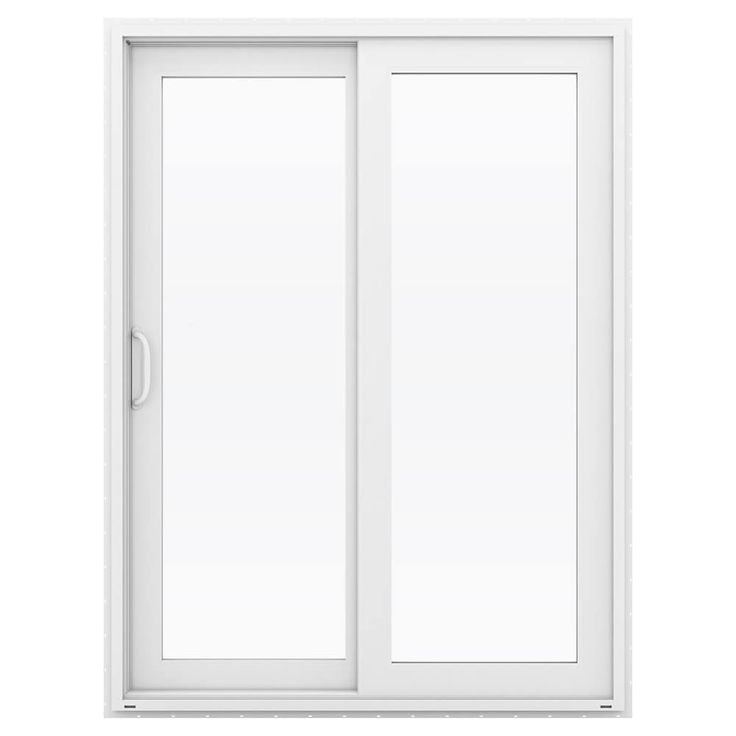 JELD-WEN V-4500 60-in x 80-in 4-9/16-in Low-e Argon White Vinyl Sliding Left-Hand Sliding Double Patio Door Screen Included