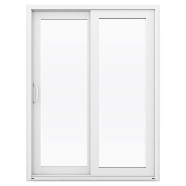 JELD-WEN V-4500 60-in x 80-in 4-9/16-in Low-e Argon White Vinyl Sliding Left-Hand Sliding Double Patio Door Screen Included