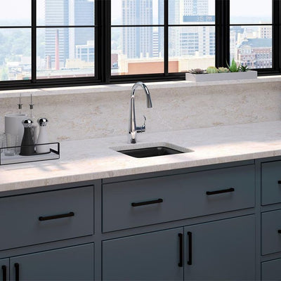 Cairn Undermount Granite Neoroc 15.5 in. Single Bowl Kitchen Sink with Simplice Faucet