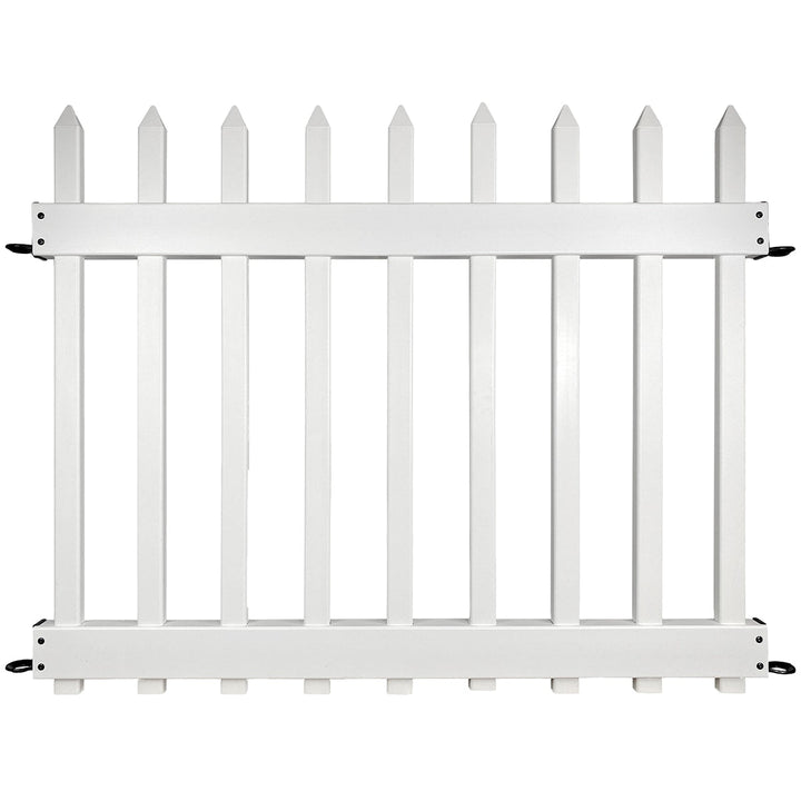 YARDLINK No Dig Fence 3-ft H x 3.5-ft W White Vinyl Picket Fence Panel No Dig (Assembled)